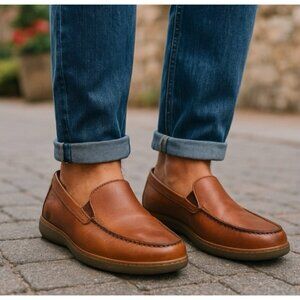 Born Men's Tan Leather Slip-On Loafers